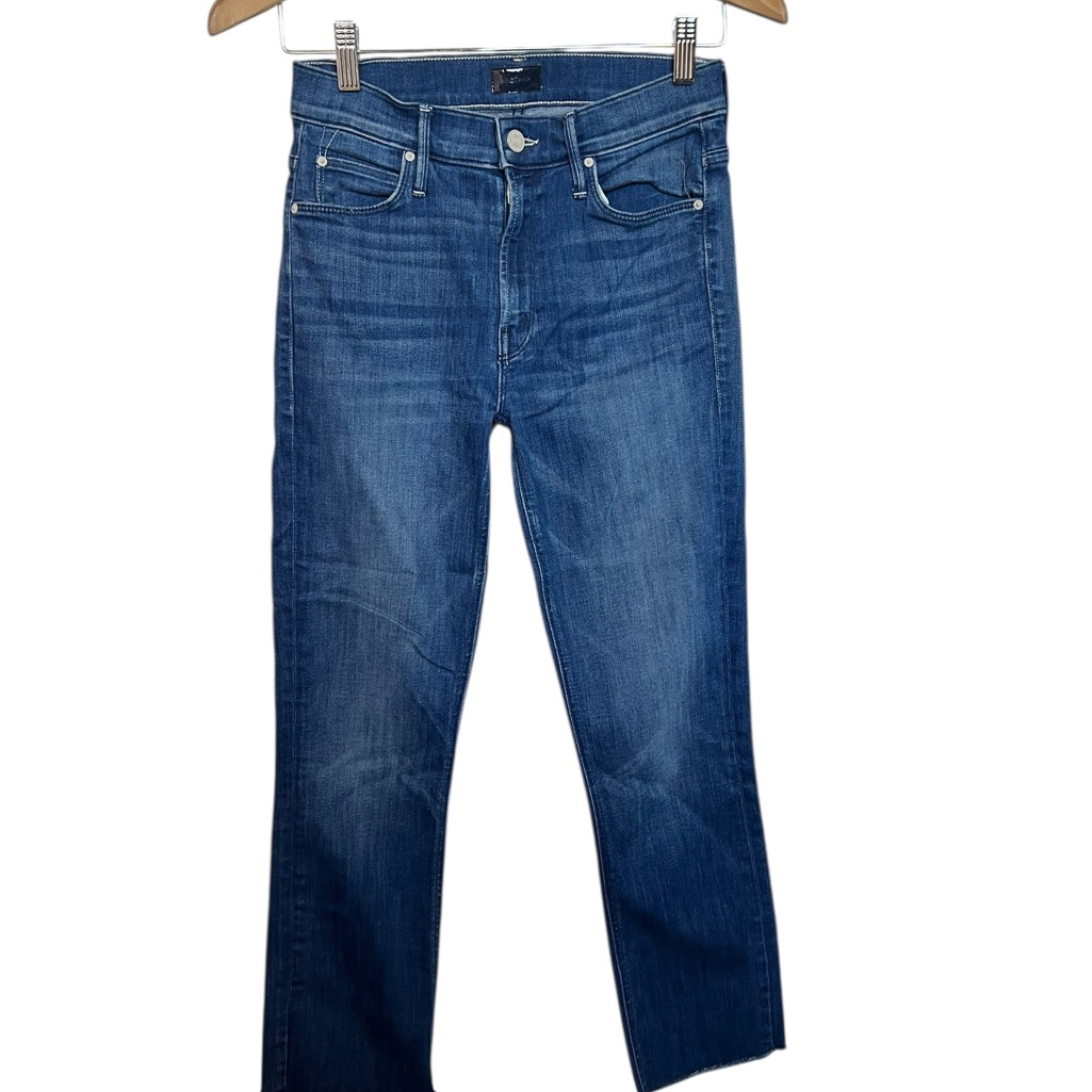 Mother The Mid Rise Dazzler Crop Fray Squeeze It Size 26 Denim Jeans